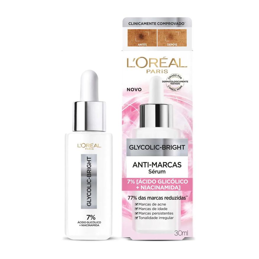 L'oreal Kit L'Oréal Paris Glycolic-Bright Rotina Completa - Gel Limpeza + Sérum + Gel-Creme Noite
