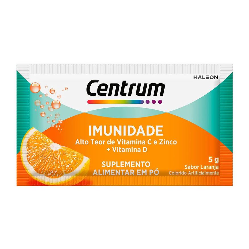 Centrum Vitamina C Efervescente em Pó Imunidade Vitaminas C, D e Zinco Laranja 5g