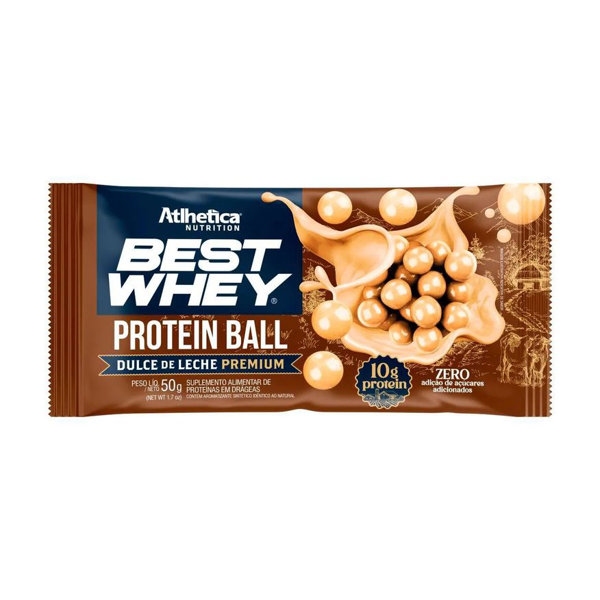 Best Whey Protein Ball Bar Athletica Nutrition 10g Protein Doce de Leite Premium 50g