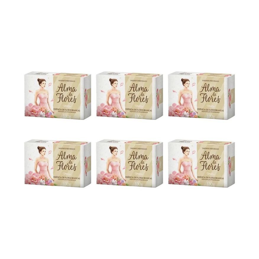 Alma de Flores Sabonete 130g Flores Brancas - Kit C/6un