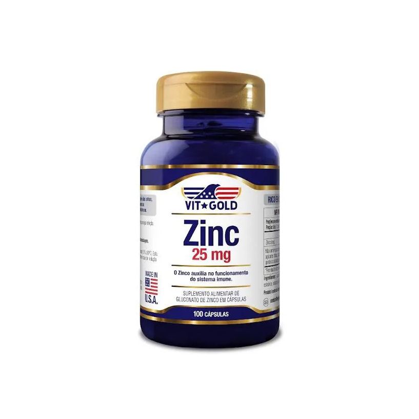 Vit Gold Zinco 25mg Vitgold 100 cápsulas