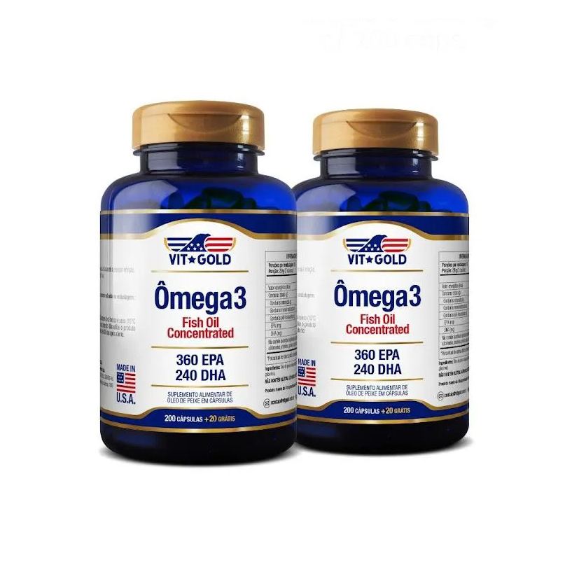 Vit Gold Ômega 3 Fish Oil - Óleo de Peixe 1000mg Vitgold Kit 2x 200