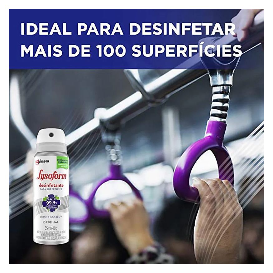 Aerossol Desinfetante Superfícies para Uso Geral Original Lysoform Frasco 55ml