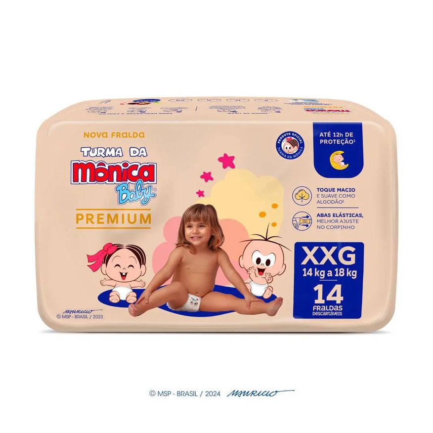 Turma da Mônica Baby Fralda Premium Jumbo Xxg com 14un
