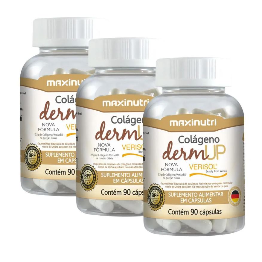 Maxinutri Kit 3x Colágeno Verisol Dermup Potes 90 cápsulas