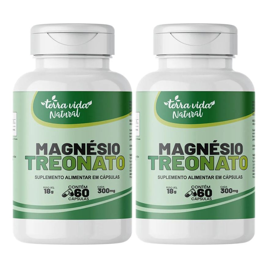 Terra Vida Natural Kit 2 Magnésio Treonato Potencialize o Foco e Memória