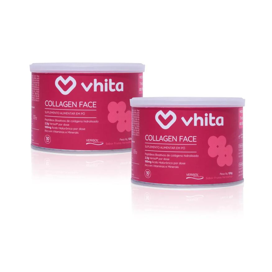 Vhita Colágeno Hidrolisado Verisol com Ácido Hialuronico em Pó Sabor Frutas Vermelhas 30 Doses ( 2 Unidades)