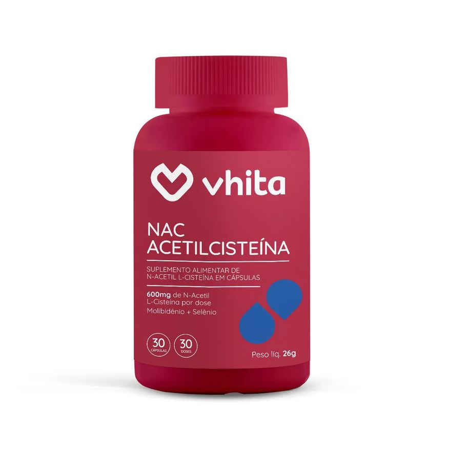 Vhita Nac 600mg N-acetilcisteína com Selênio e Molibdênio 30 cápsulas