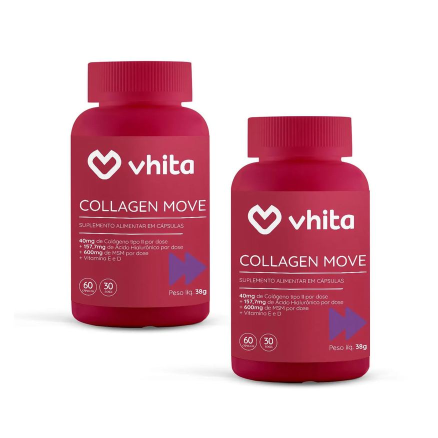 Vhita Colágeno Tipo 2 com Ácido Hialurônico Msm e Vitaminas 60 cápsulas ( 2 Unidades)