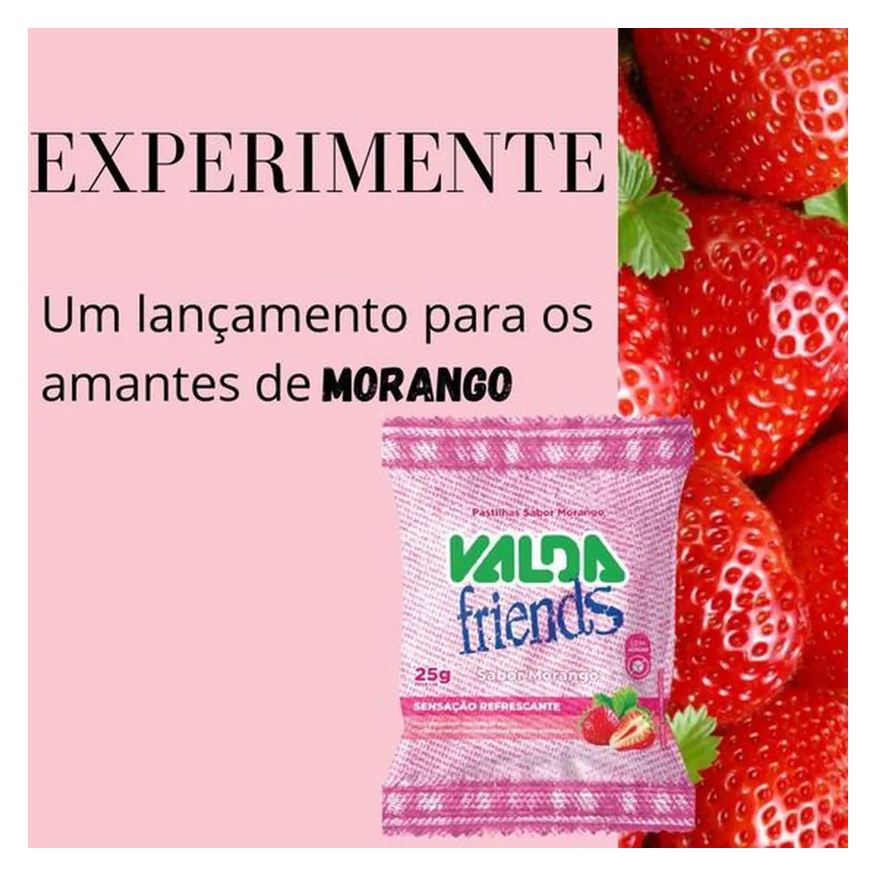 Friends Valda Pastilha Sabor Morango 10 Sachês de 25g Cada