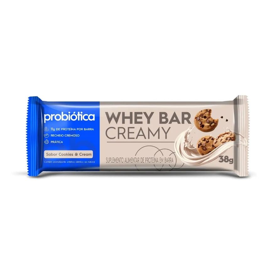 Probiotica Barra Whey Bar Creamy Cookies E Cream 38g