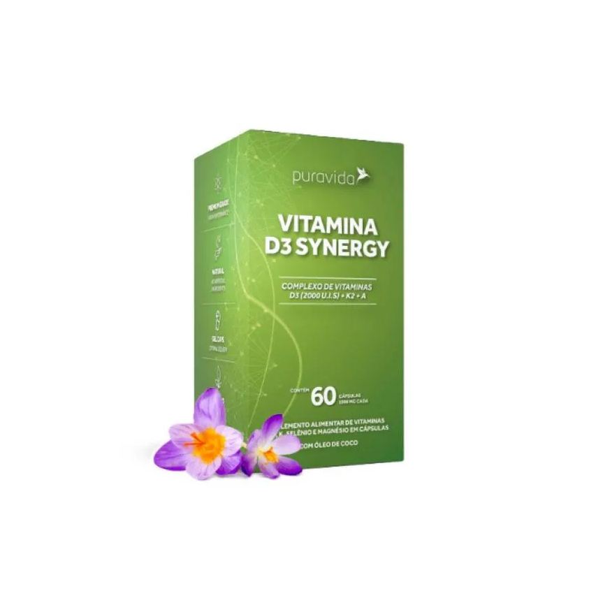 Puravida Vitamina D3 Synergy Complexo de Vitaminas 60 cápsulas