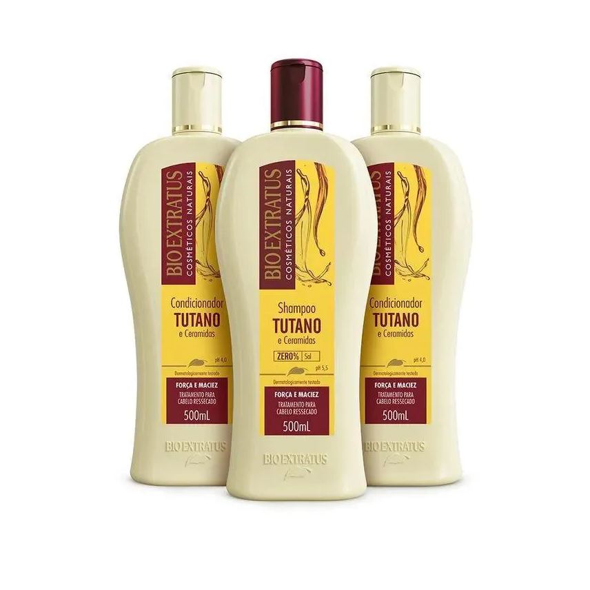 Bio Extratus Kit 1 Shampoo 1 Condicionador 1 Creme Silicone Tutano 500ml