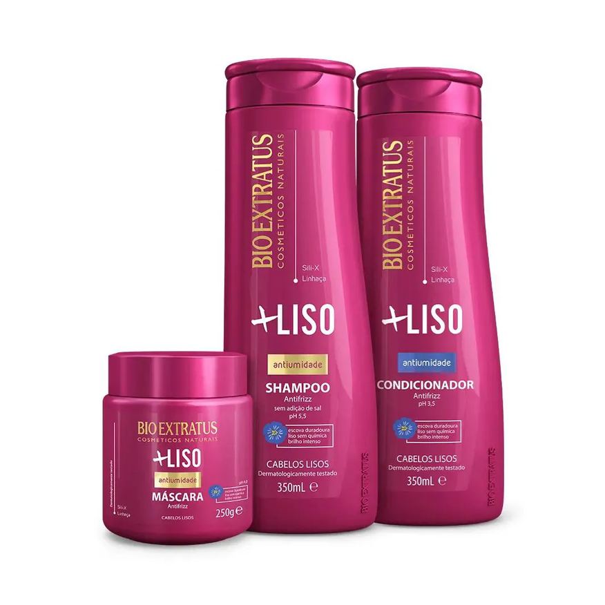 Bio Extratus Kit Mais Liso Shampoo Condicionador Máscara