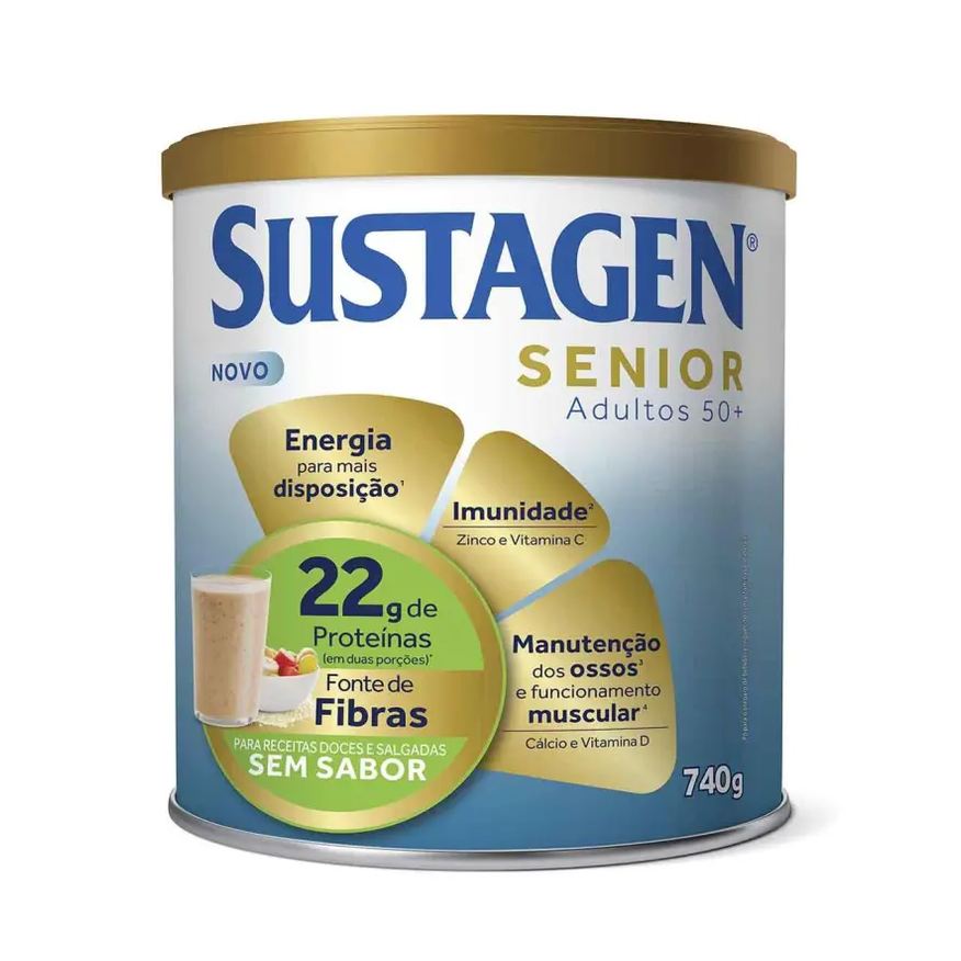 Sustagen Complemento Alimentar Senior Adultos 50+ Sem Sabor 740g