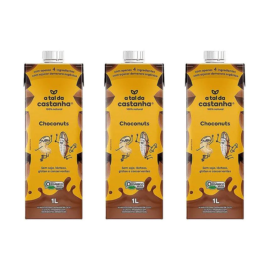 3x: Kit Leite Vegetal Choconuts Orgânico a Tal da Castanha 1l