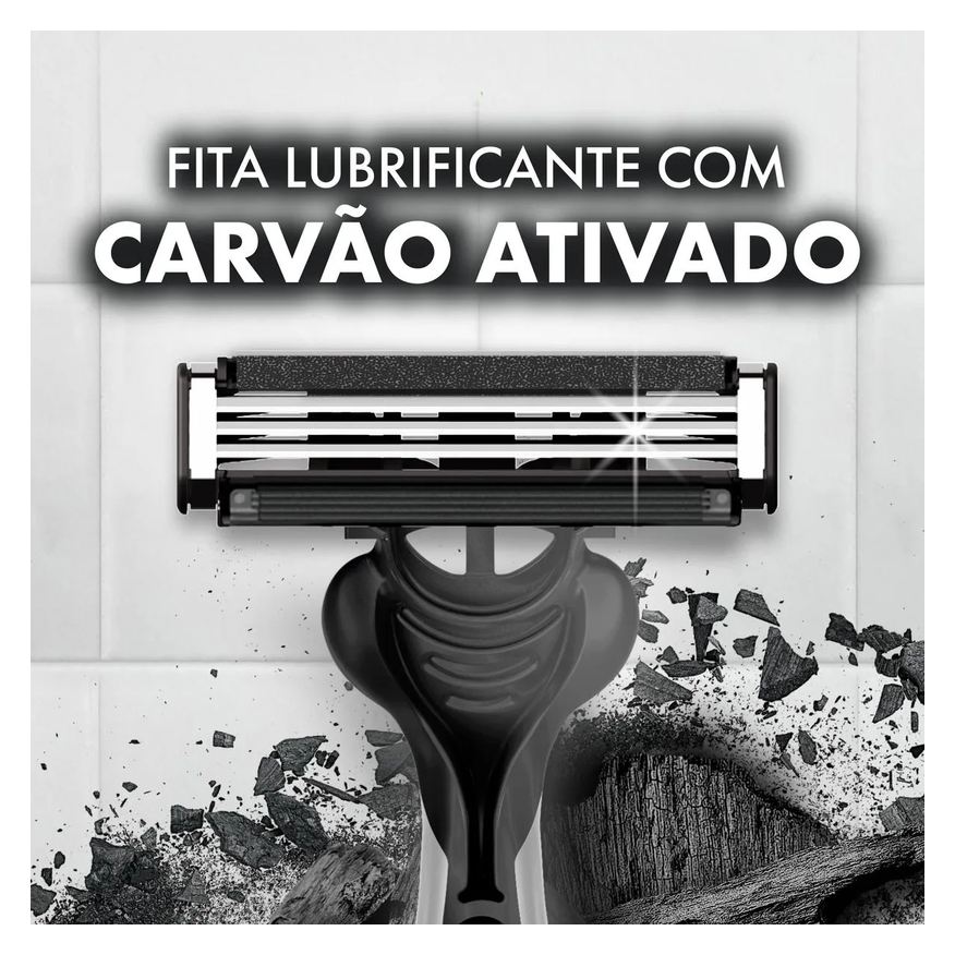 Gillette Aparelho de Barbear Descartável Prestobarba 3 Carvão Ativado 2 unidades