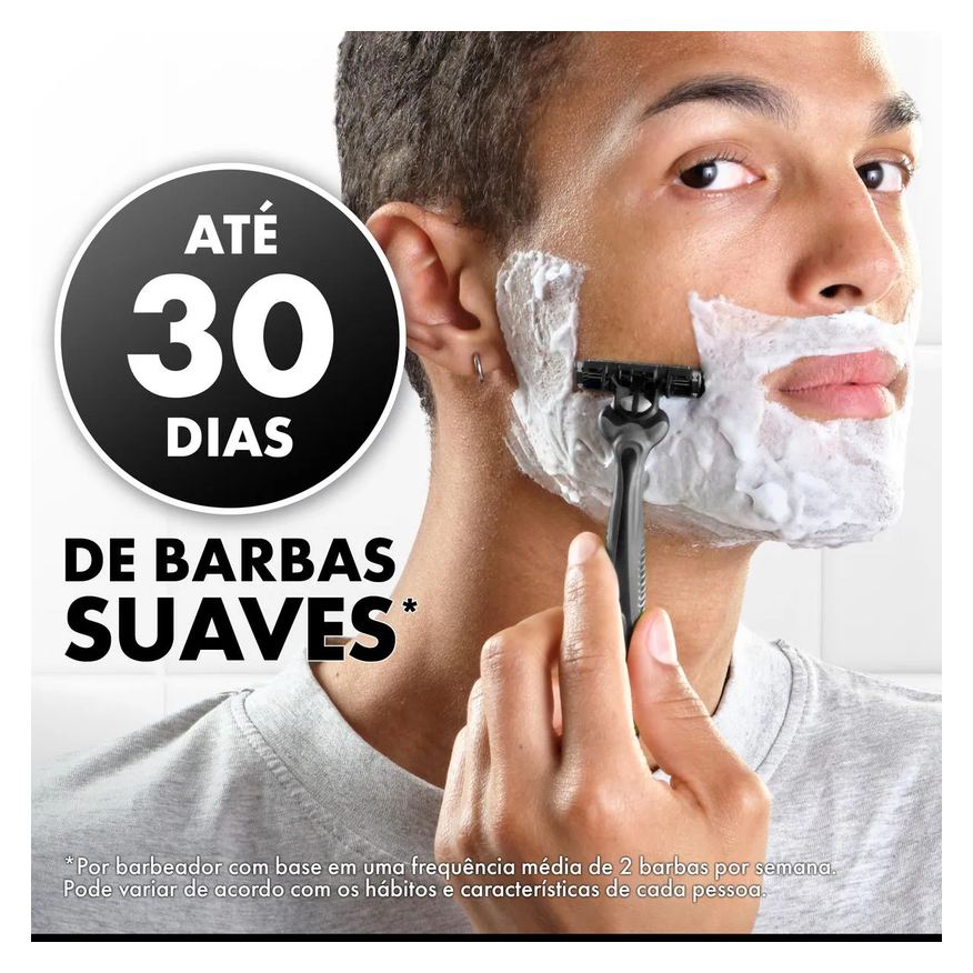 Gillette Aparelho de Barbear Descartável Prestobarba 3 Carvão Ativado 4 unidades