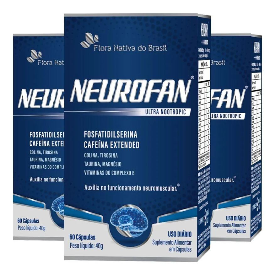 Flora Nativa Do Brasil Kit 3x Neurofan Ultra (fosfatidilserina + Vitaminas) 60 cápsulas - Flora Nativa