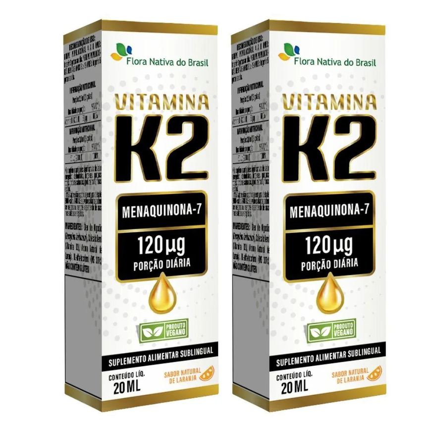 Flora Nativa Do Brasil Kit 2x Vitamina K2 em Gotas (menaquinona-7) 120mcg 20ml - Flora Nativa Sabor:laranja