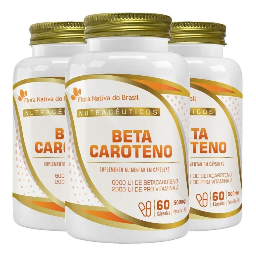 Flora Nativa Do Brasil Kit 3x Beta Caroteno 60 cápsulas - Flora Nativa