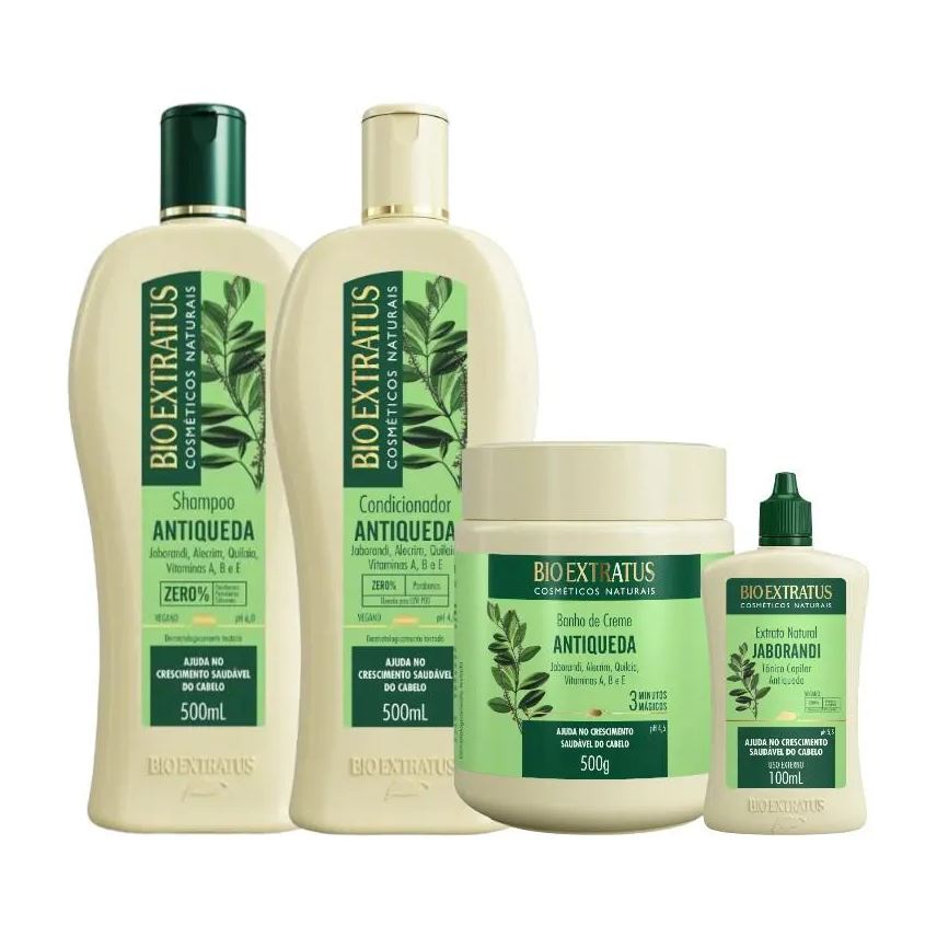 Bio Extratus Kit 1 Shampoo 1 Condicionador 1 Banho Creme Antiqueda Jaborandi 500ml + 1 Tonico