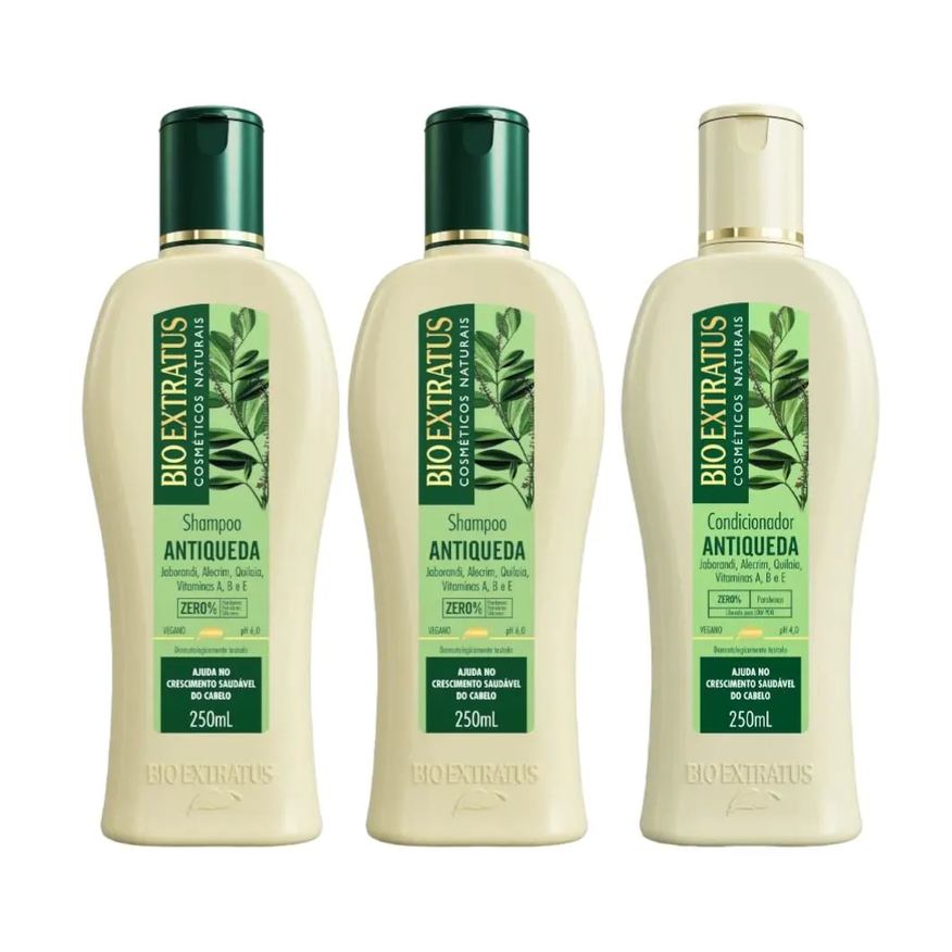 Bio Extratus Kit 2 Shampoo 1 Condicionador Antiqueda Jaborandi 250ml Bio Ext