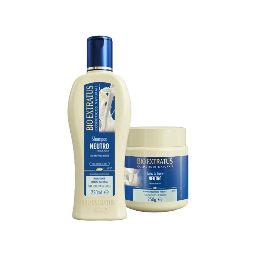 Bio Extratus Kit 1 Shampoo 1 Banho Creme Brilho Natural Neutro 250ml