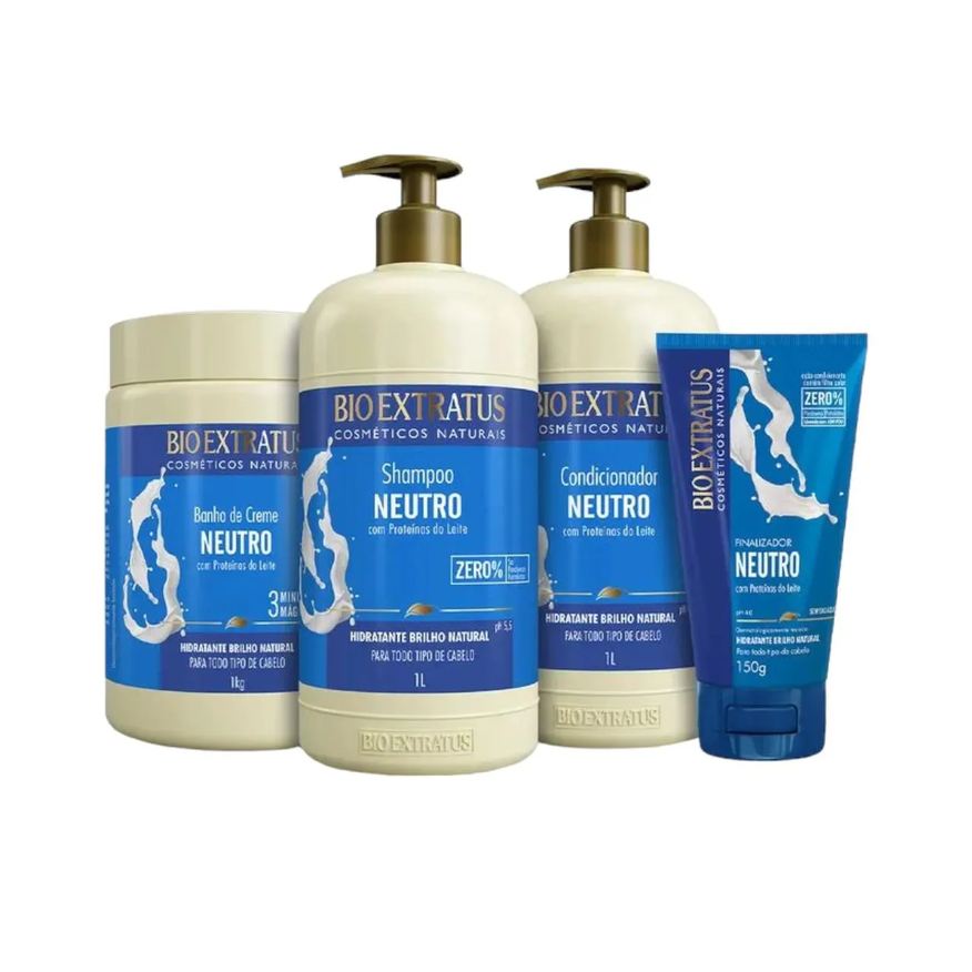 Bio Extratus Kit 1 Shampoo 1 Condicionador 1 Banho Creme Neutro 1L 1 Finalizador 150ml