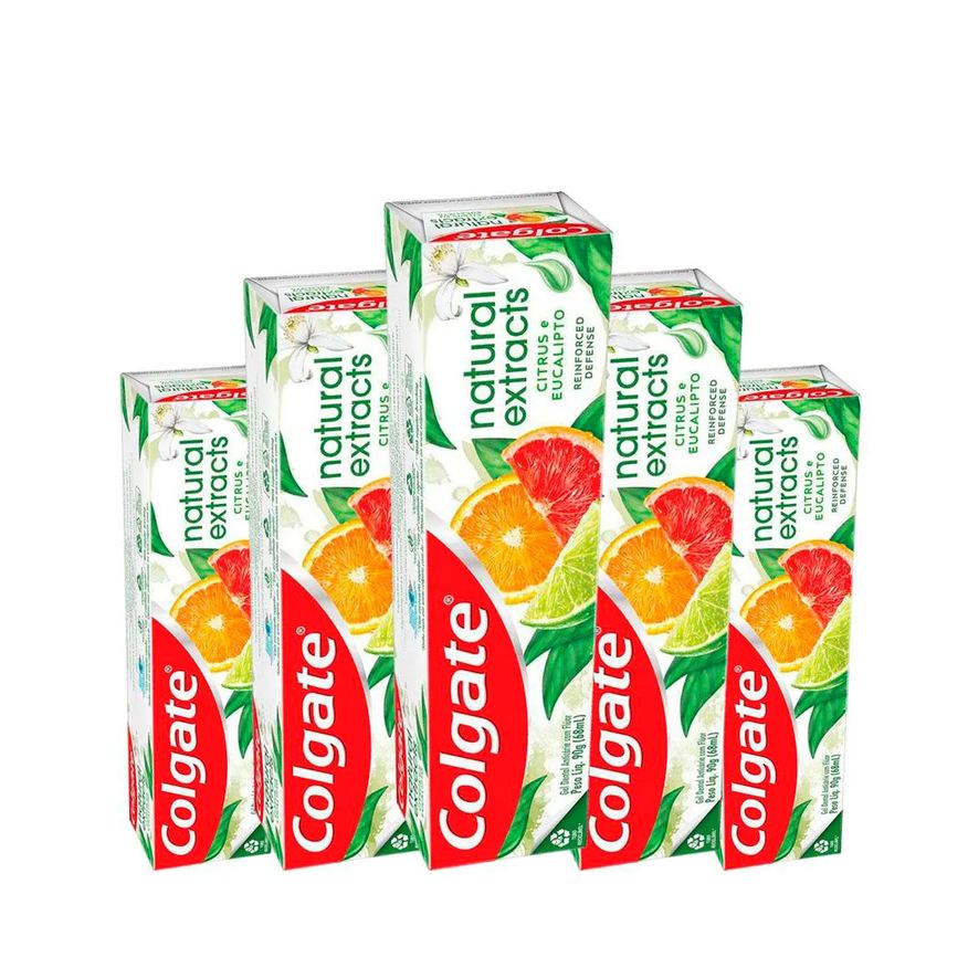 Colgate Kit 5 Pasta De Dentes Natural Extracts Reinforced Defense 90g