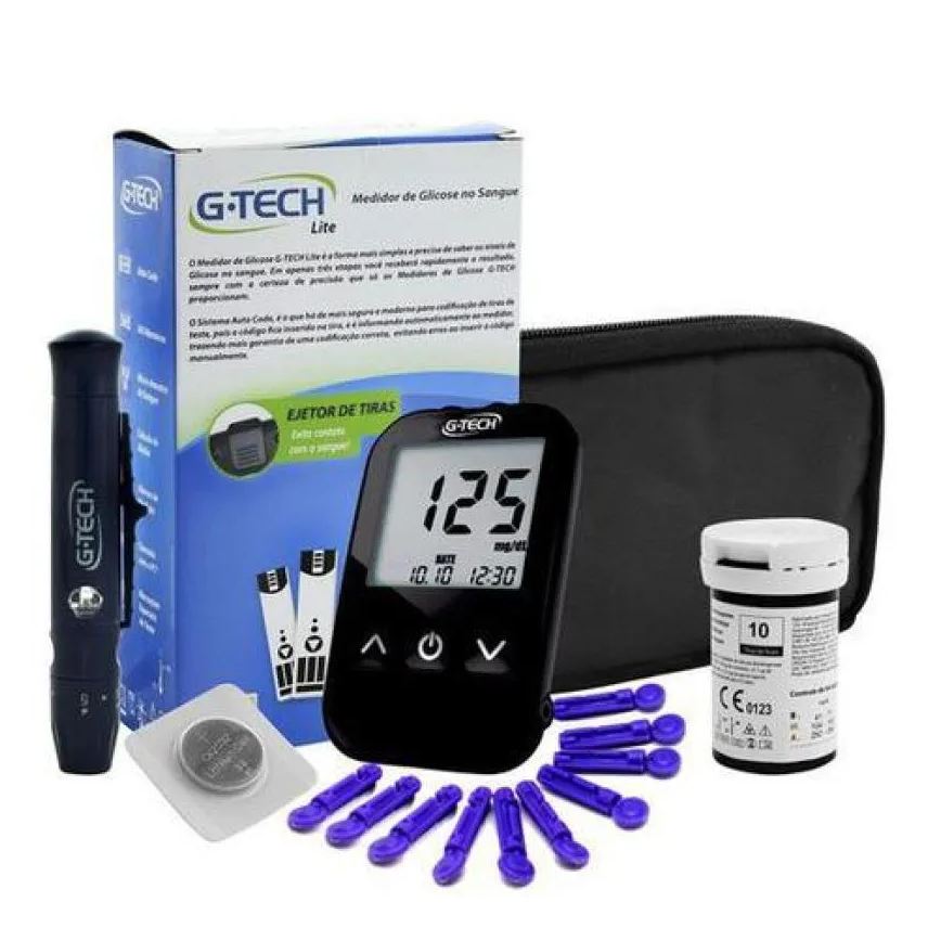 G-tech Medidor de Glicose Freelite Kit com 1 Aparelho + 1 Lancetador + 10 Lanceta