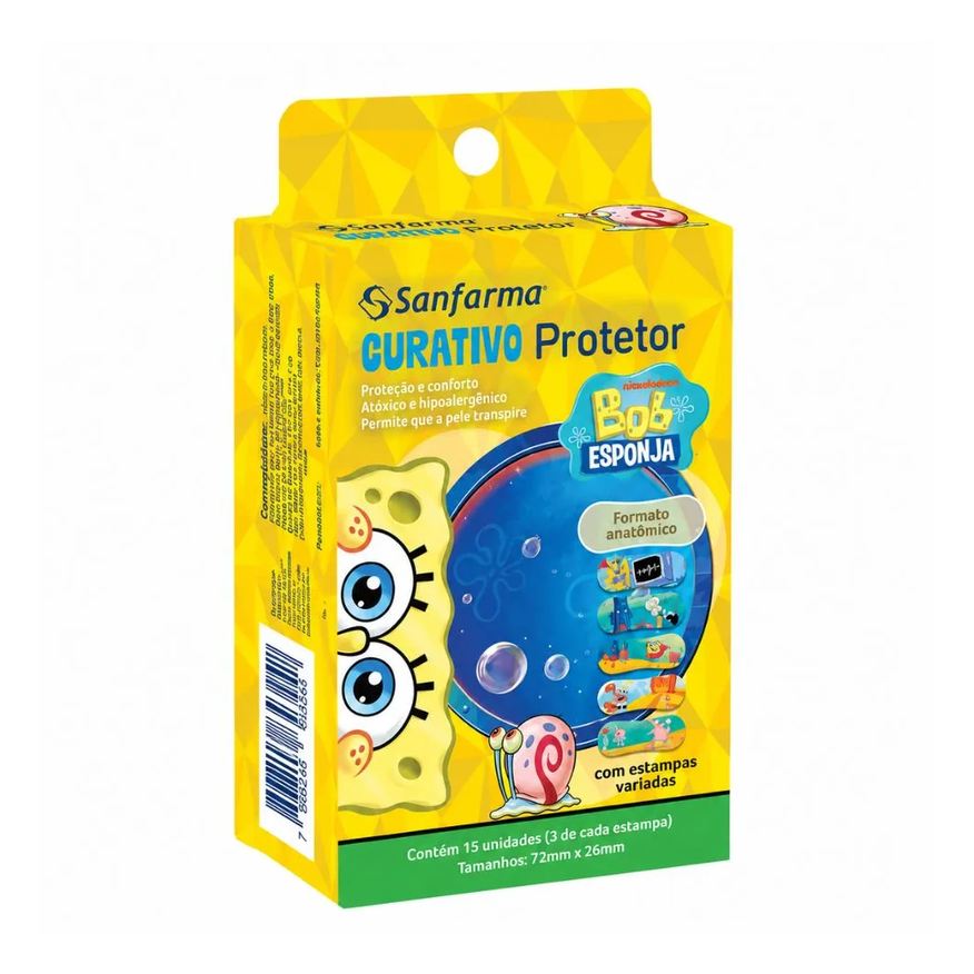 Sanfarma Curativo Bob Esponja Anatomico 15 Unidades