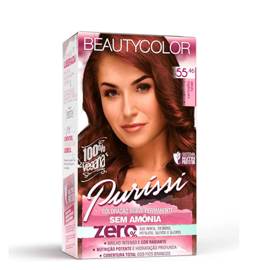 Beauty Color Purissí Coloração Suave Permanente sem Amônia 55.46 Vermelho Fatale Beautycolor