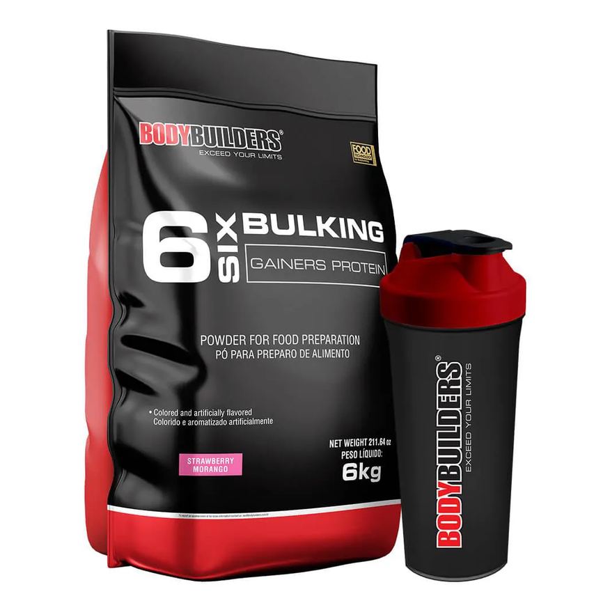 Bodybuilders Kit 6 Six Bulking 6kg + Coqueteleira – Morango