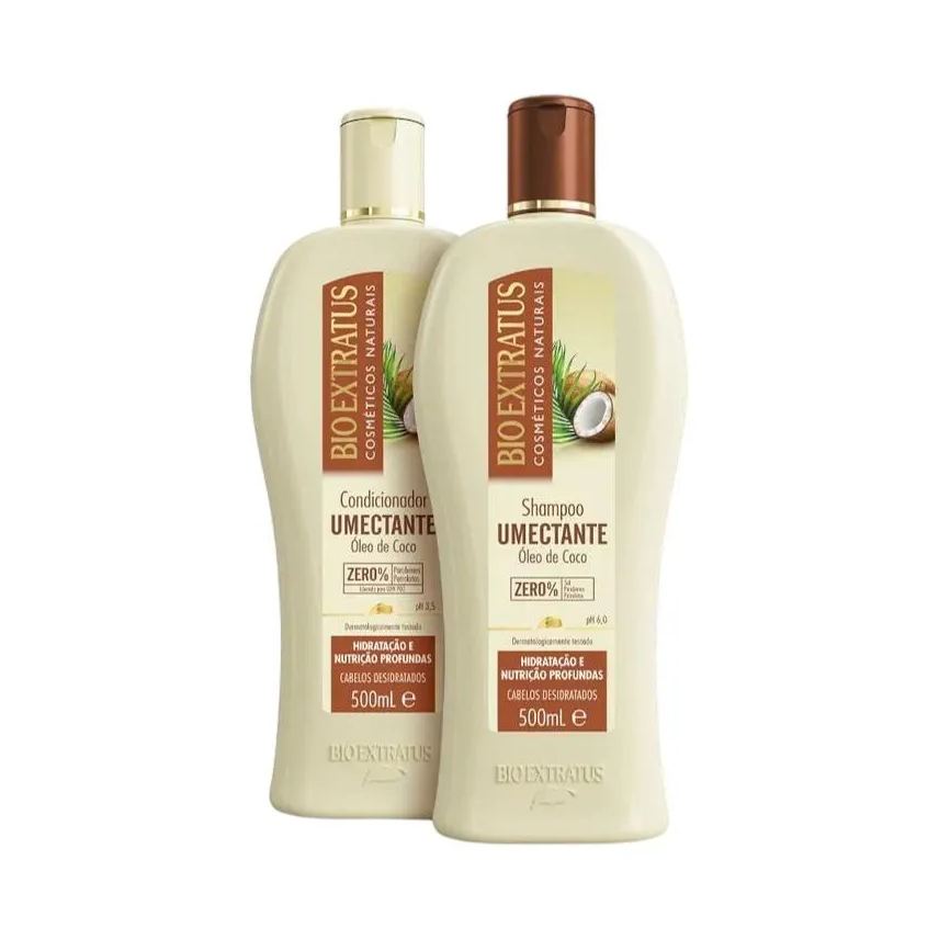 Bio Extratus Kit 1 Shampoo 1 Condicionador Brilho Natural Umectante 500ml Bio Ext