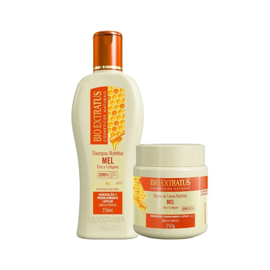 Bio Extratus Kit 1 Shampoo 1 Banho Creme Mel Nutritivo 250ml