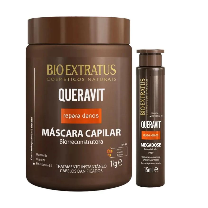 Queravit Kit Hidratação Capilar 1 Máscara 1kg 1 Megadose 15ml