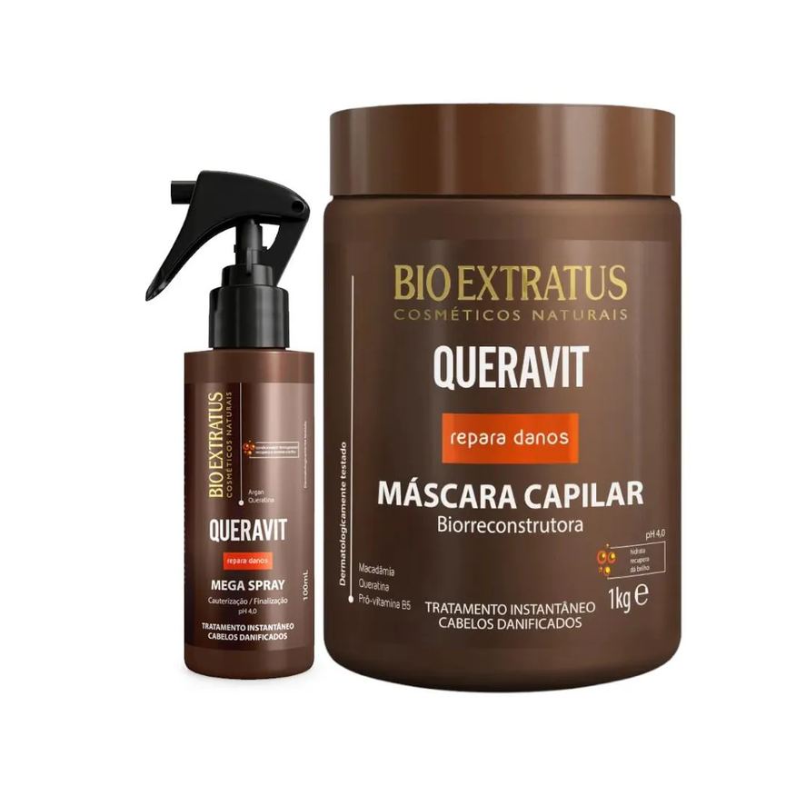 Bio Extratus Kit Queravit Finalização Capilar 1 Máscara 1kg 1 Megaspray 100ml
