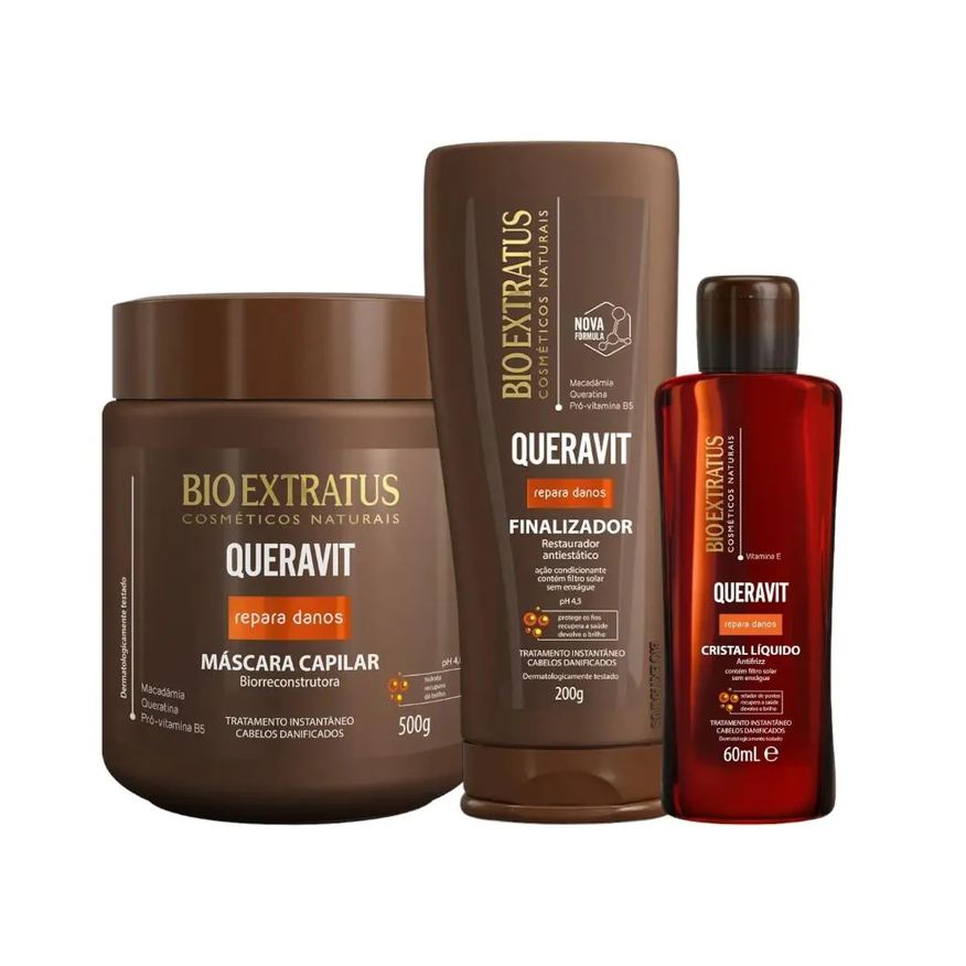 Bio Extratus Kit Queravit Finalização e Umectação Capilar 1 Máscara 500ml 1 Finalizador 200ml 1 Cristal Líquido