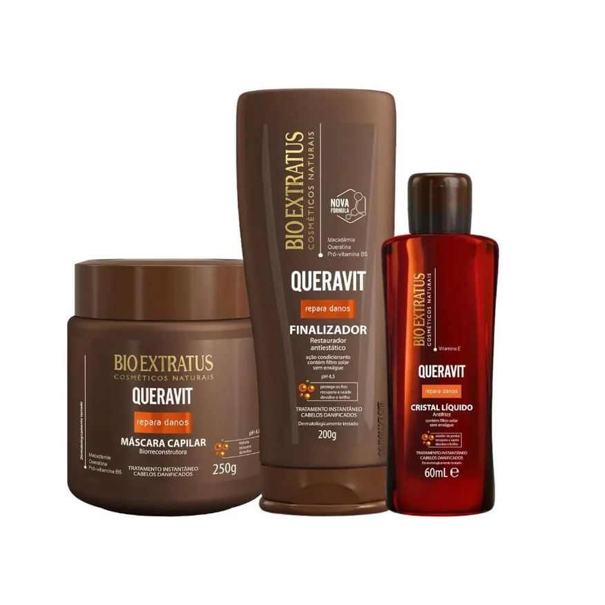 Bio Extratus Kit Queravit Finalização e Umectação Capilar 1 Máscara 250ml 1 Finalizador 200ml 1 Cristal Líquido