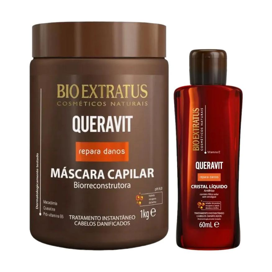 Bio Extratus Kit Queravit Umectação Capilar 1 Máscara 1kg 1 Cristal Líquido 60ml