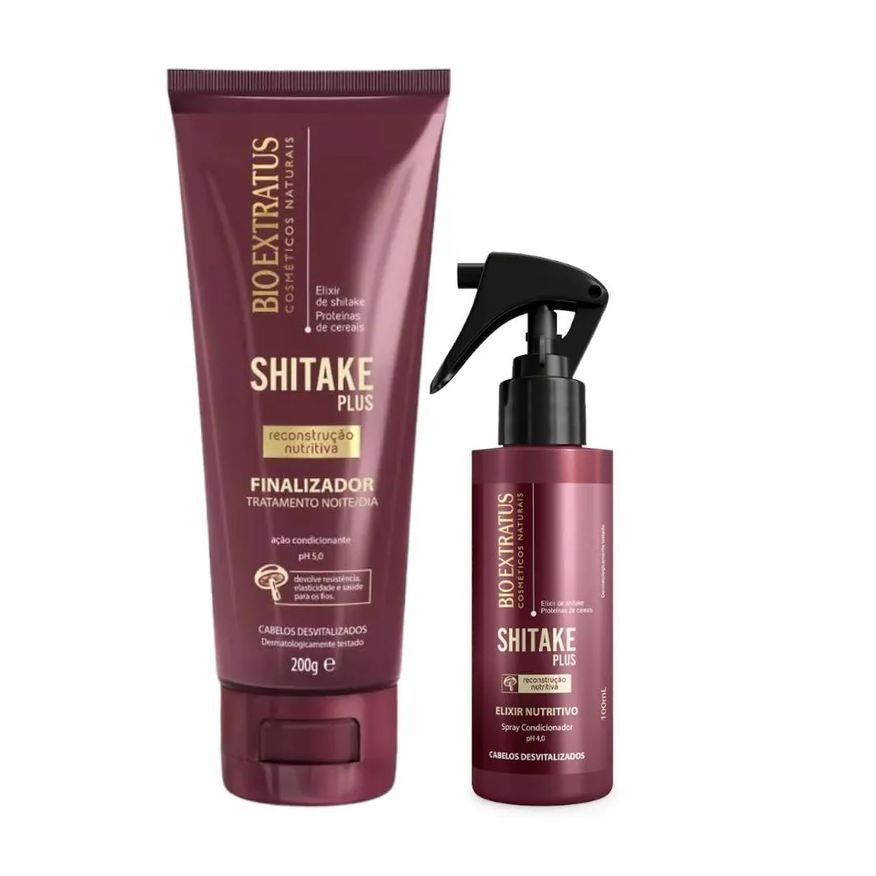 Bio Extratus Kit Shitake Finalização Finalizador Noite/Dia 200ml 1 Spray Elixir 100ml