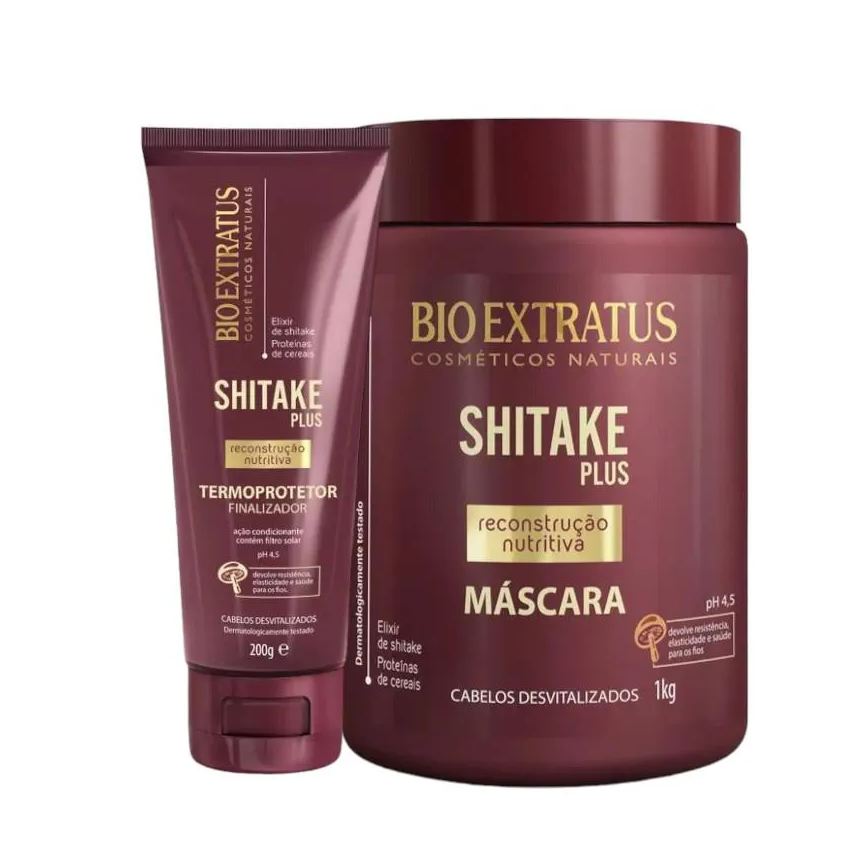 Bio Extratus Kit Shitake Finalização Nutritiva 1 Máscara 1kg 1 Finalizador Termoprotetor 200ml