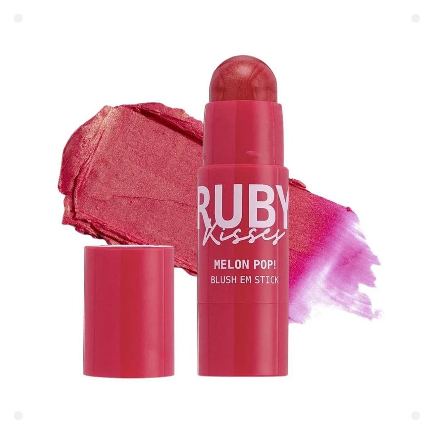 Kiss New York Blush em Stick Ruby Kisses Melon Pop! 01 Flamingo Pop Mbs01b
