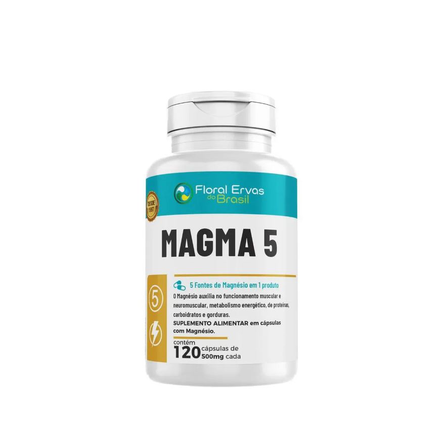 Floral Ervas do Brasil Magma 5 120 cápsulas 500mg 5 Fontes de Magnesio em 1 Produto