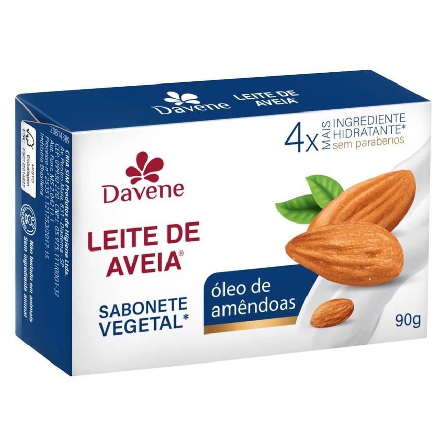 Davene Sabonete Vegetal Leite de Aveia Oleo de Amendoas 90g