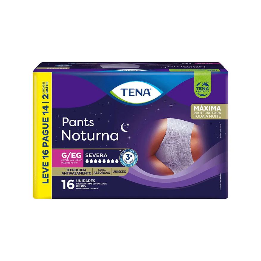 Íntima Roupa Tena Pants Noturna G/eg Leve 16 Pague 14 Unidades