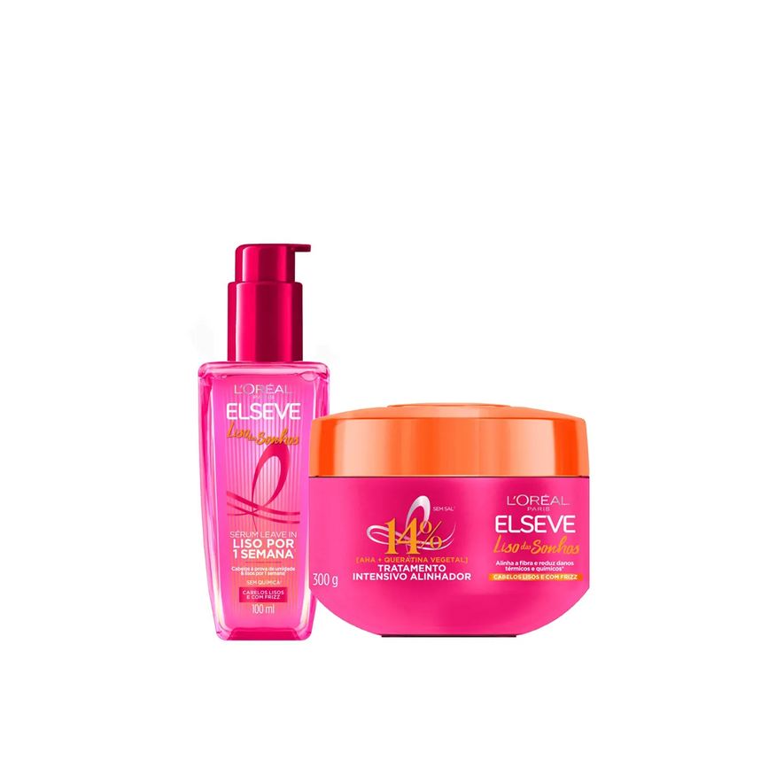 Elseve Kit L’Oréal Paris Liso dos Sonhos Sérum Leave-In 100ml + Creme de Tratamento 300g