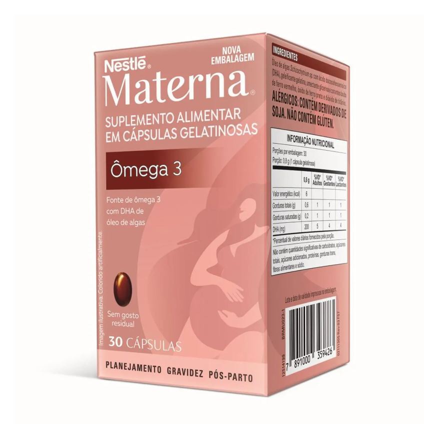 Alimentar Suplemento Nestlé Materna Ômega DHA 30 cápsulas