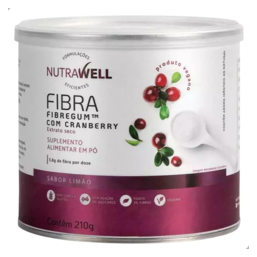 Alimentar Fibra Fibregum 5,8g com Cranberry 210g Nutrawell Limão